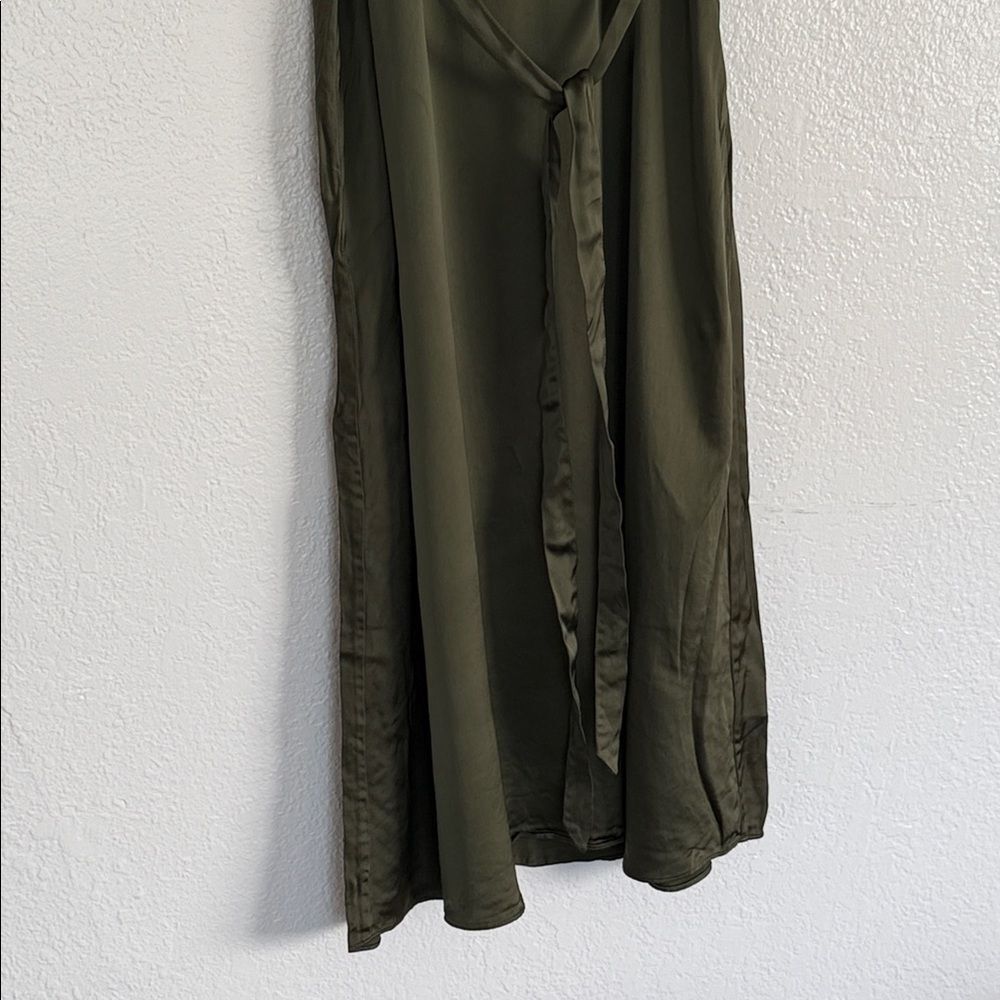 Vintage Olive Green Lace Trim Slip Y2K 90s holiday party Dress - Picture 4 of 10